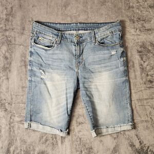 Denizen Levi's Women's Blue Dark Wash Denim Bermuda Shorts Modern Fit SZ 12-W31